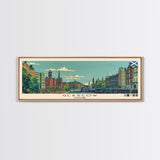 Glasgow, Scotland Panoramic Canvas Print, Glasgow, Scotland Painting, Scotland Art, Glasgow Travel Poster, Travel Art, Living Room Painting