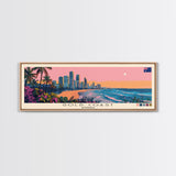 Gold Coast, Australia Panoramic Canvas Print, Gold Coast, Australia Painting, Australia Art, Gold Coast Travel Poster, Travel Art, Living Room Painting