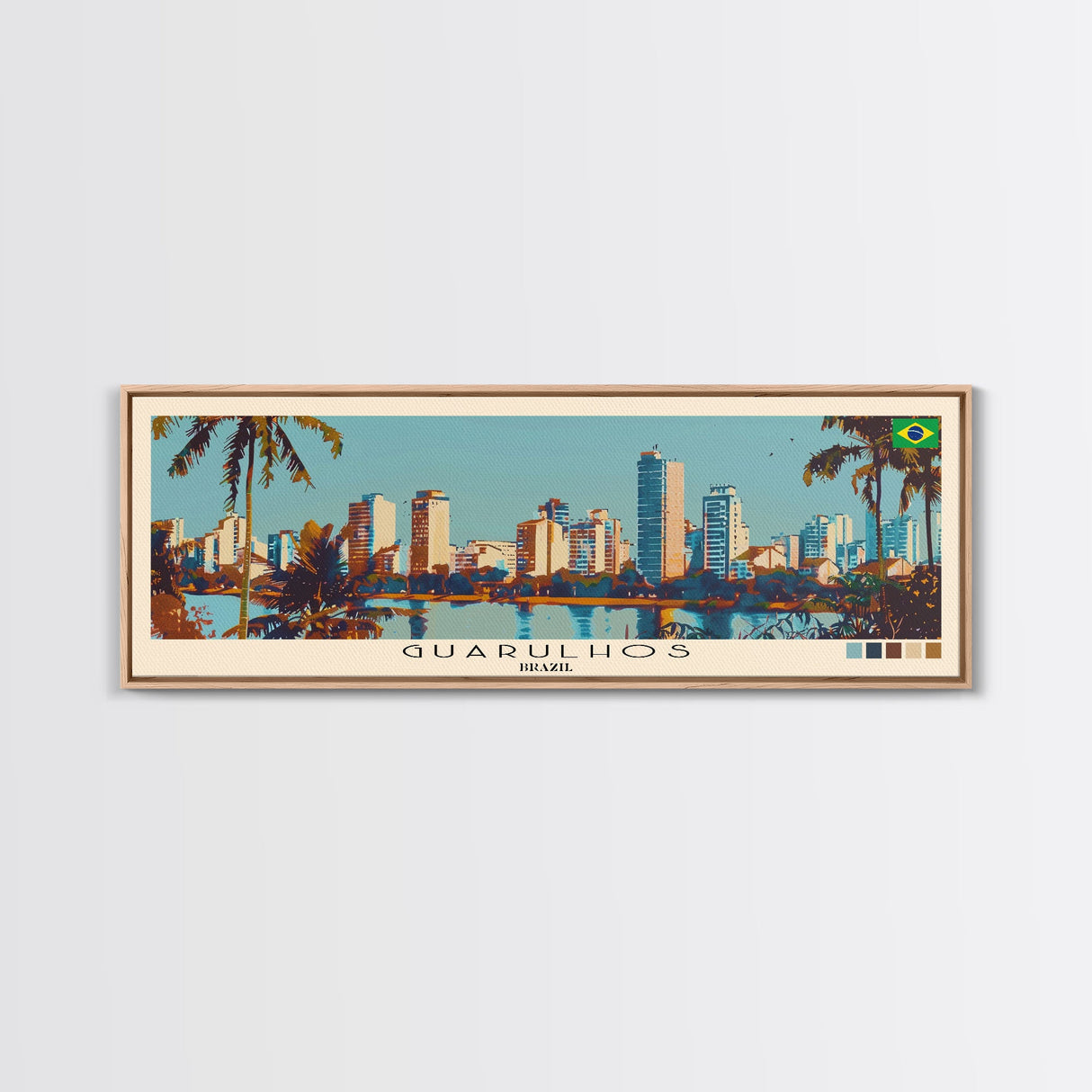 Guarulhos, Brazil Panoramic Canvas Print, Guarulhos, Brazil Painting, Brazil Art, Guarulhos Travel Poster, Travel Art, Guest Room Painting