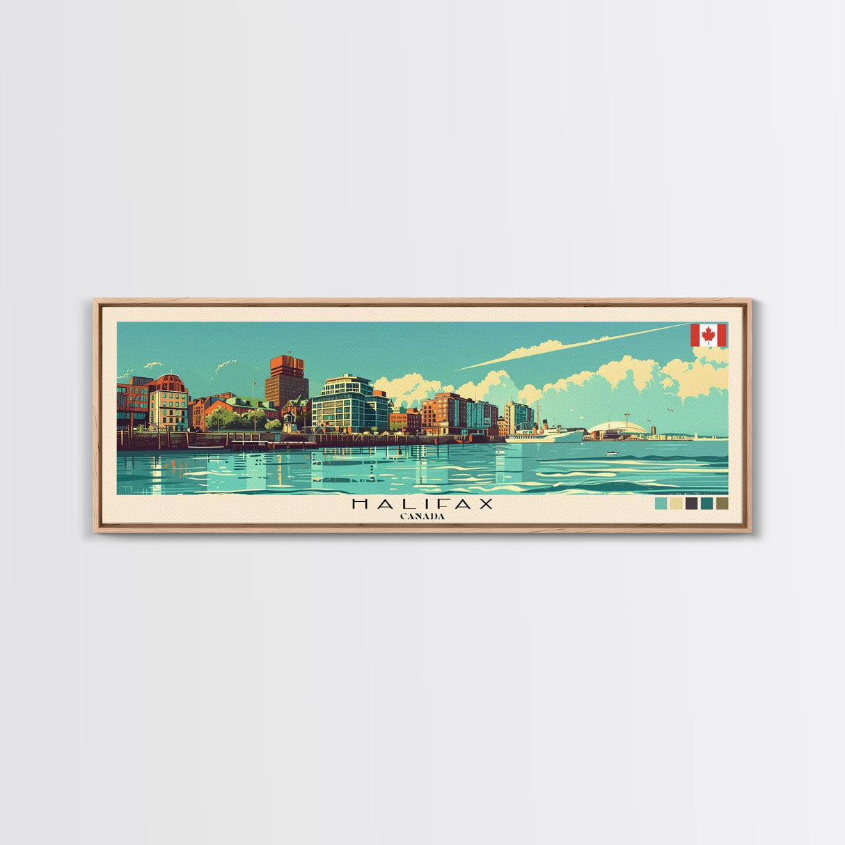 Halifax, Canada Panoramic Canvas Print, Halifax, Canada Painting, Canada Art, Halifax Travel Poster, Travel Art, Vacation Gift