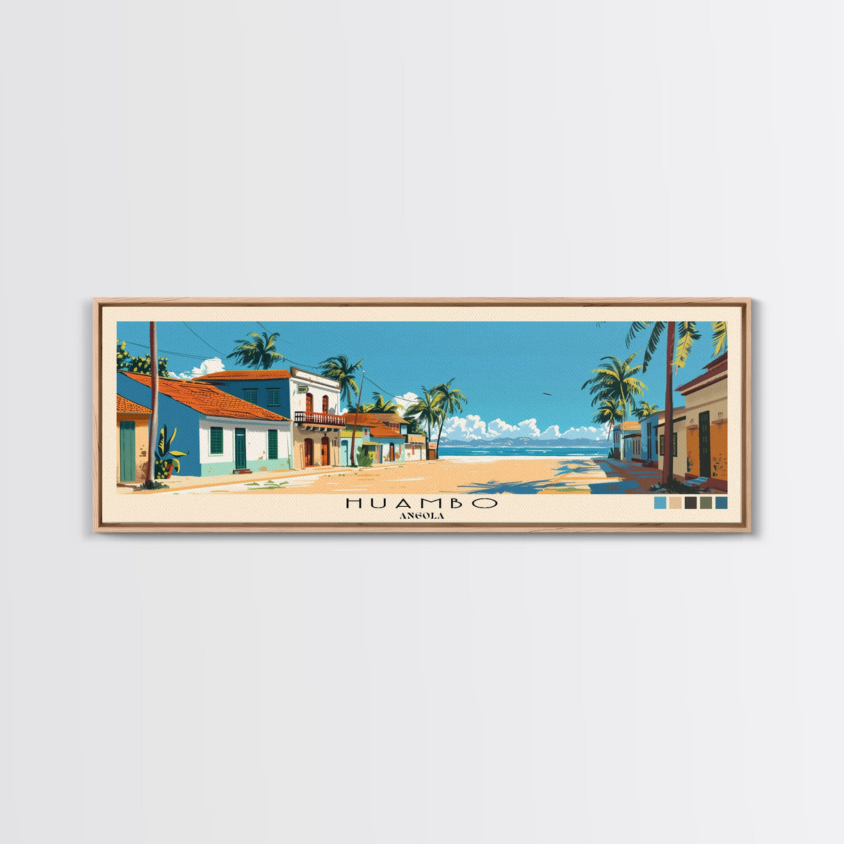 Huambo, Angola Panoramic Canvas Print, Huambo, Angola Painting, Angola Art, Huambo Travel Poster, Travel Art, Vacation Gift