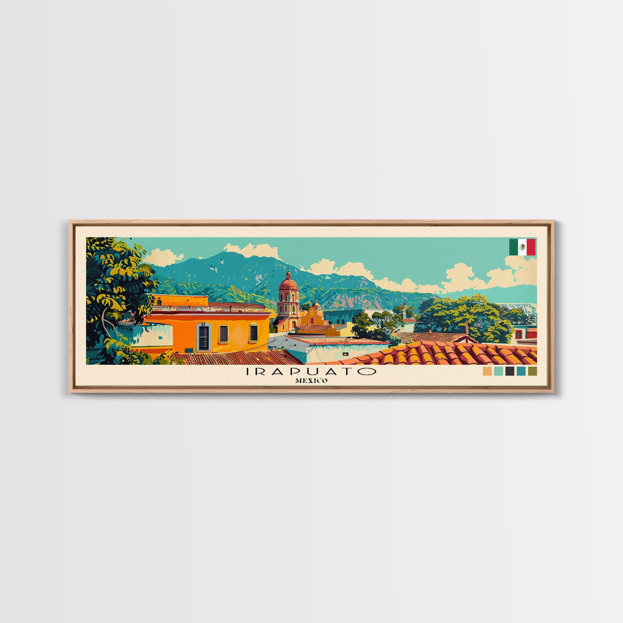 Irapuato, Mexico Panoramic Canvas Print, Irapuato, Mexico Painting, Mexico Art, Irapuato Travel Poster, Travel Art, Housewarming Gift