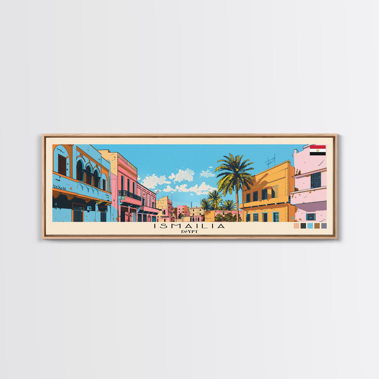 Ismailia, Egypt Panoramic Canvas Print, Ismailia, Egypt Painting, Egypt Art, Ismailia Travel Poster, Travel Art, Guest Room Painting