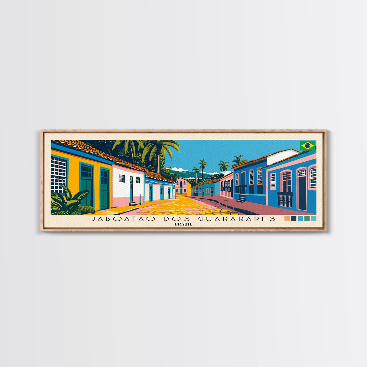 Jaboatao dos Guararapes, Brazil Panoramic Canvas Print, Jaboatao dos Guararapes, Brazil Painting, Brazil Art, Jaboatao dos Guararapes Travel Poster, Travel Art, Housewarming Gift