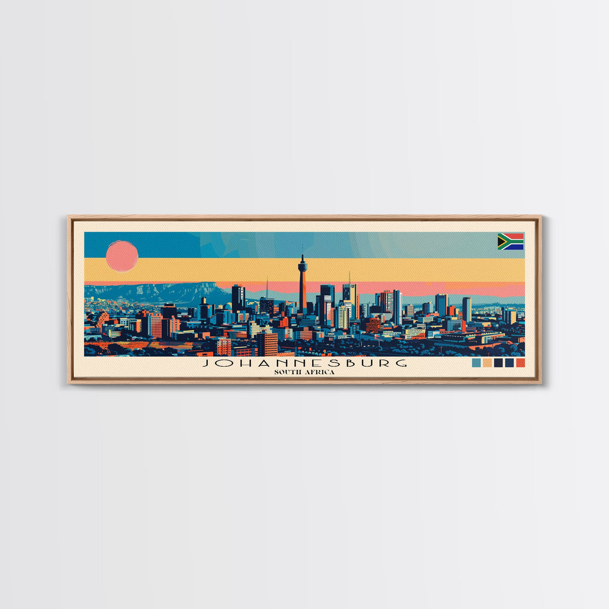 Johannesburg, South Africa Panoramic Canvas Print, Johannesburg, South Africa Painting, South Africa Art, Johannesburg Travel Poster, Travel Art, Guest Room Painting