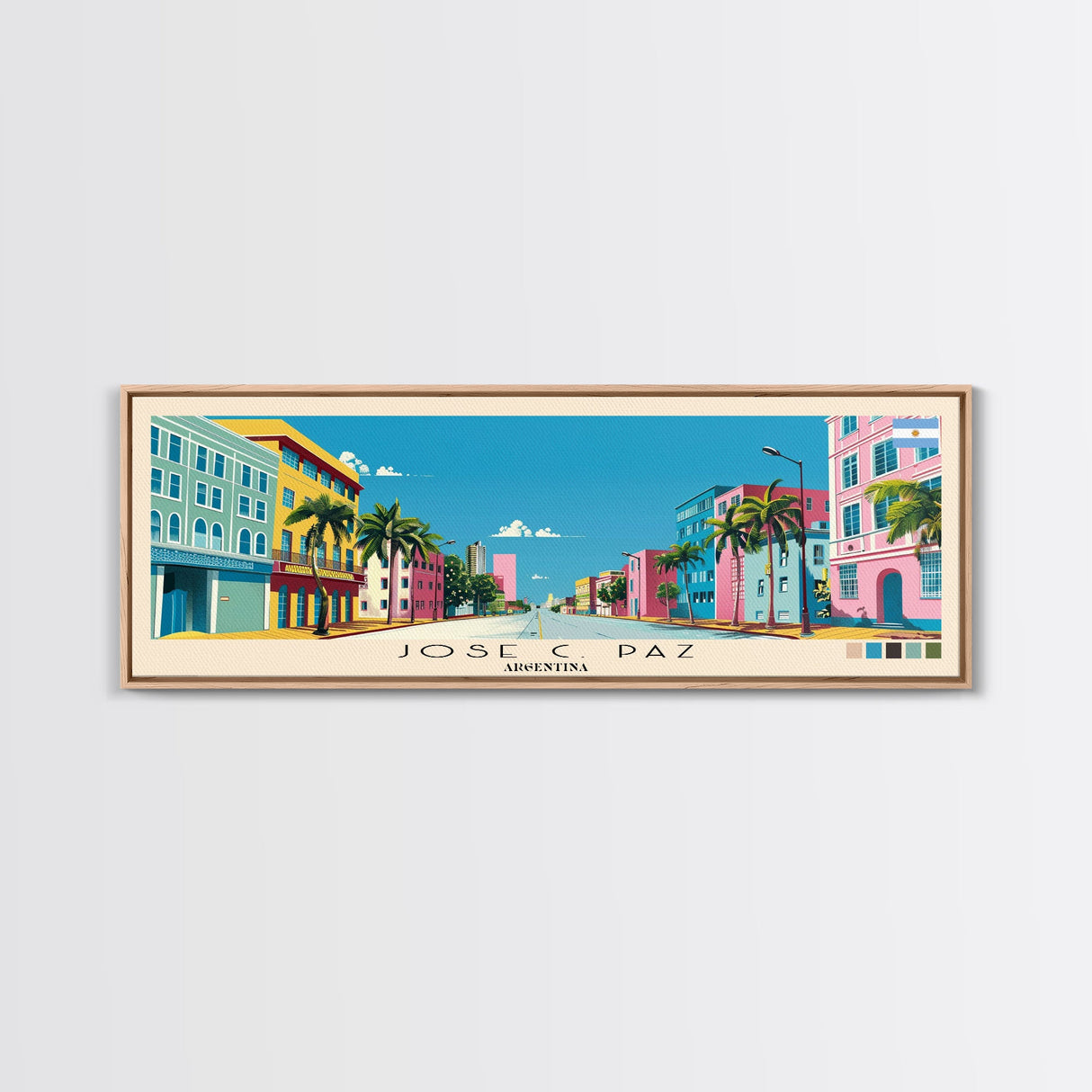 Jose C. Paz, Argentina Panoramic Canvas Print, Jose C. Paz, Argentina Painting, Argentina Art, Jose C. Paz Travel Poster, Travel Art, Vacation Gift