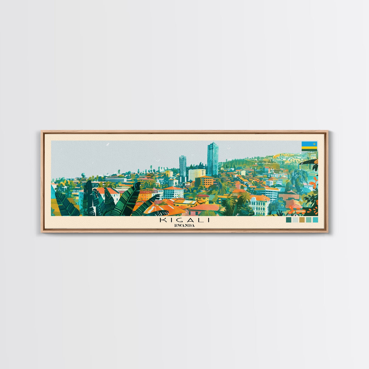 Kigali, Rwanda Panoramic Canvas Print, Kigali, Rwanda Painting, Rwanda Art, Kigali Travel Poster, Travel Art, Housewarming Gift