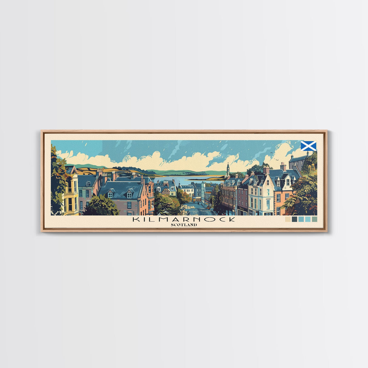 Kilmarnock, Scotland Panoramic Canvas Print, Kilmarnock, Scotland Painting, Scotland Art, Kilmarnock Travel Poster, Travel Art, Living Room Painting