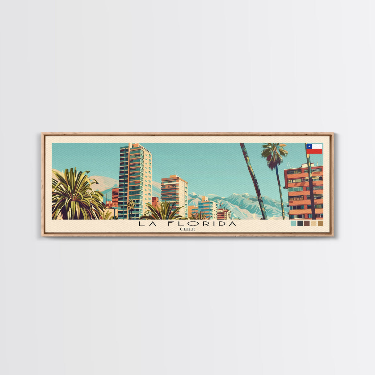 La Florida, Chile Panoramic Canvas Print, La Florida, Chile Painting, Chile Art, La Florida Travel Poster, Travel Art, Guest Room Painting