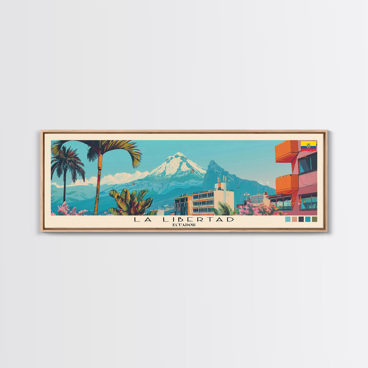 La Libertad, Ecuador Panoramic Canvas Print, La Libertad, Ecuador Painting, Ecuador Art, La Libertad Travel Poster, Travel Art, Living Room Painting