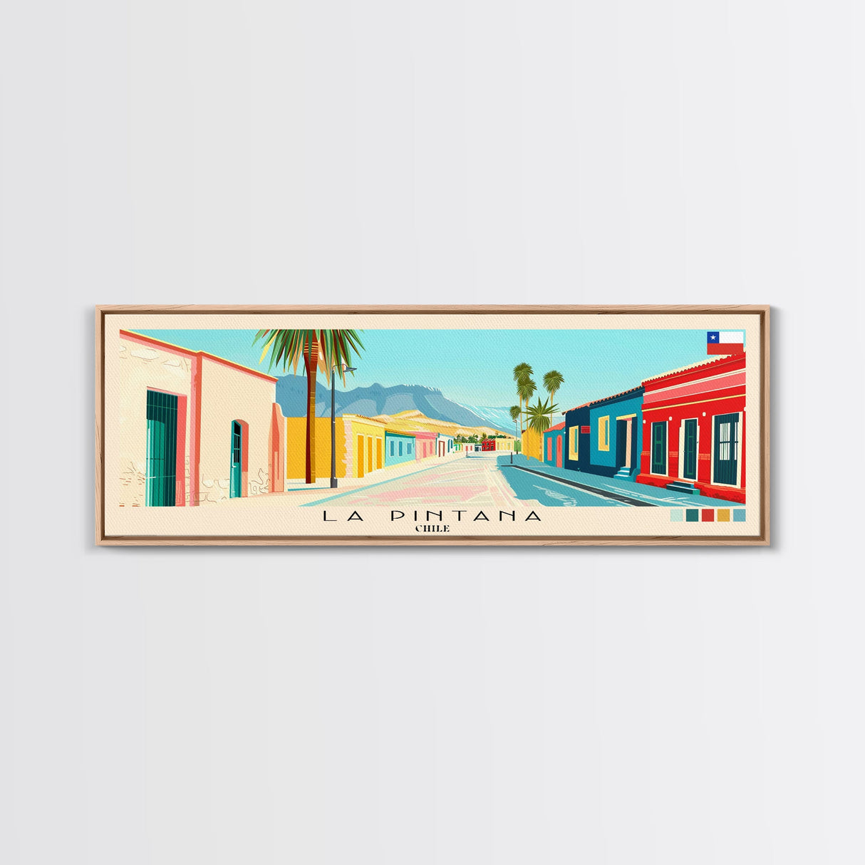 La Pintana, Chile Panoramic Canvas Print, La Pintana, Chile Painting, Chile Art, La Pintana Travel Poster, Travel Art, Living Room Painting