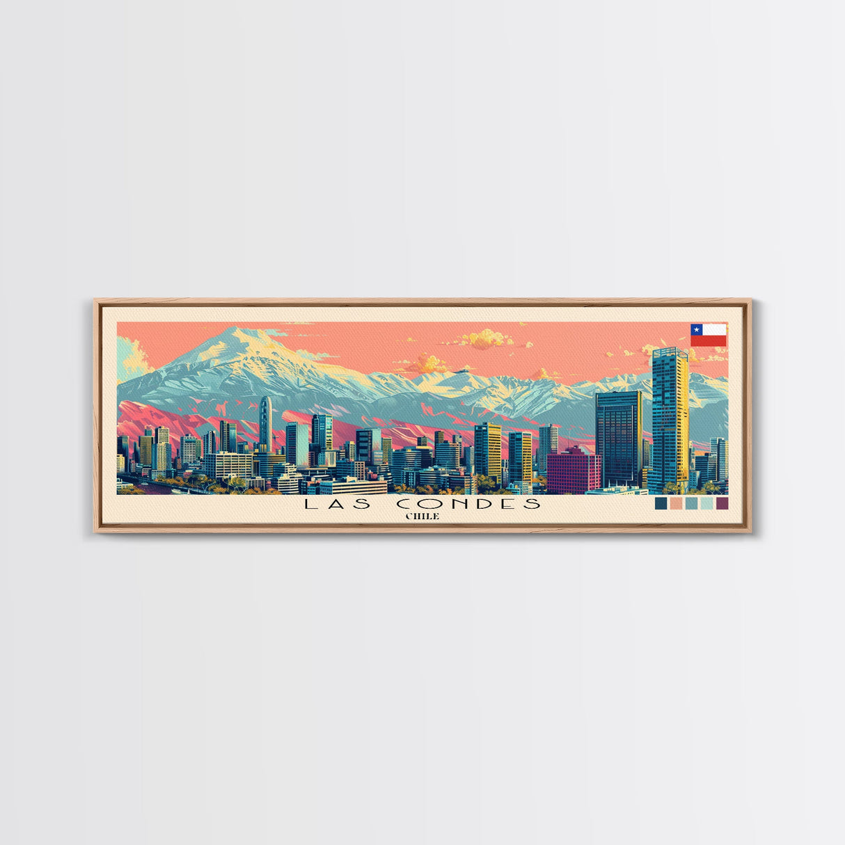 Las Condes, Chile Panoramic Canvas Print, Las Condes, Chile Painting, Chile Art, Las Condes Travel Poster, Travel Art, Guest Room Painting