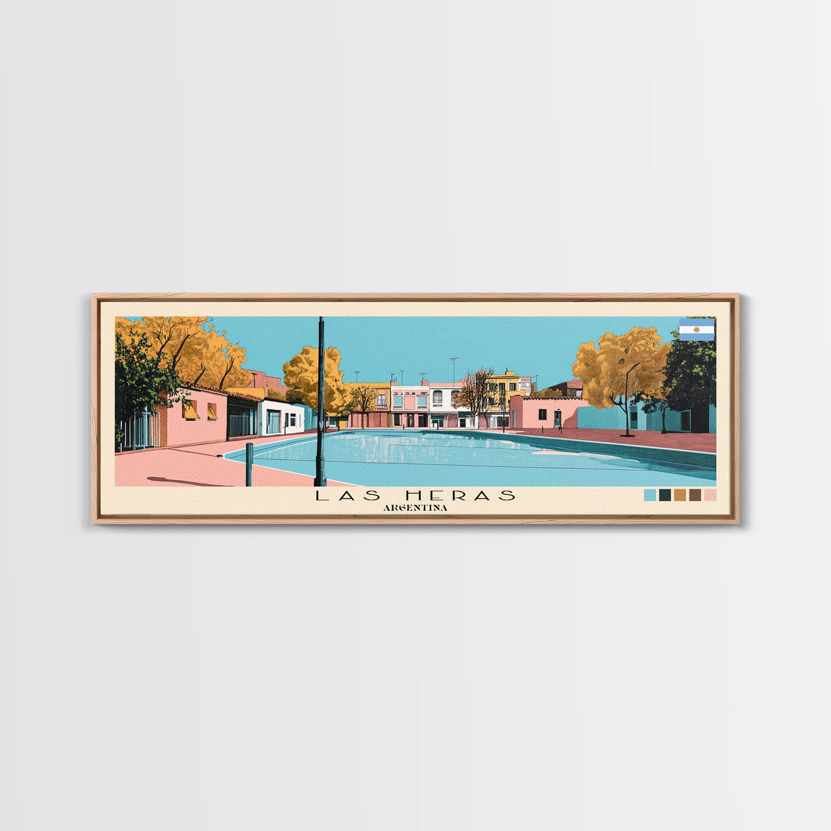 Las Heras, Argentina Panoramic Canvas Print, Las Heras, Argentina Painting, Argentina Art, Las Heras Travel Poster, Travel Art, Vacation Gift