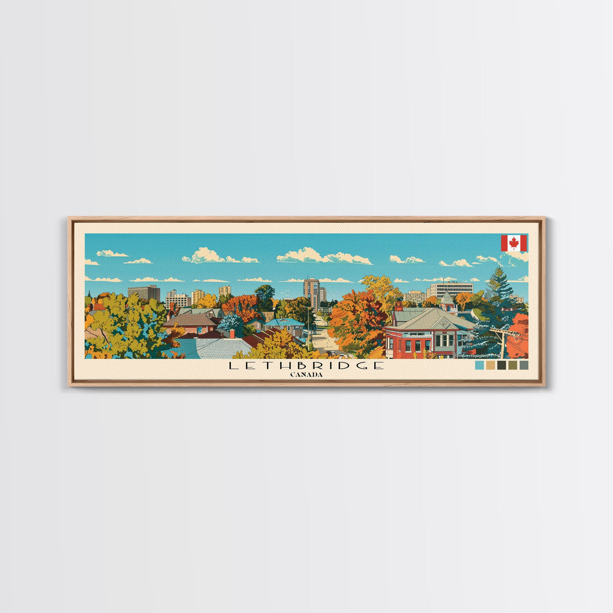 Lethbridge, Canada Panoramic Canvas Print, Lethbridge, Canada Painting, Canada Art, Lethbridge Travel Poster, Travel Art, Living Room Painting