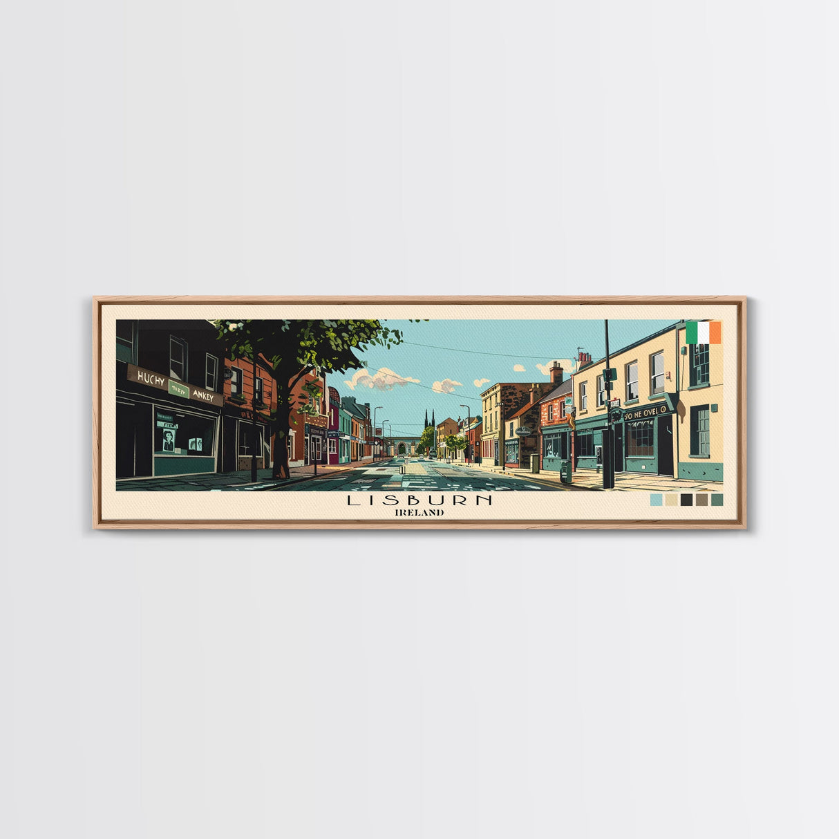 Lisburn, Ireland Panoramic Canvas Print, Lisburn, Ireland Painting, Ireland Art, Lisburn Travel Poster, Travel Art, Guest Room Painting