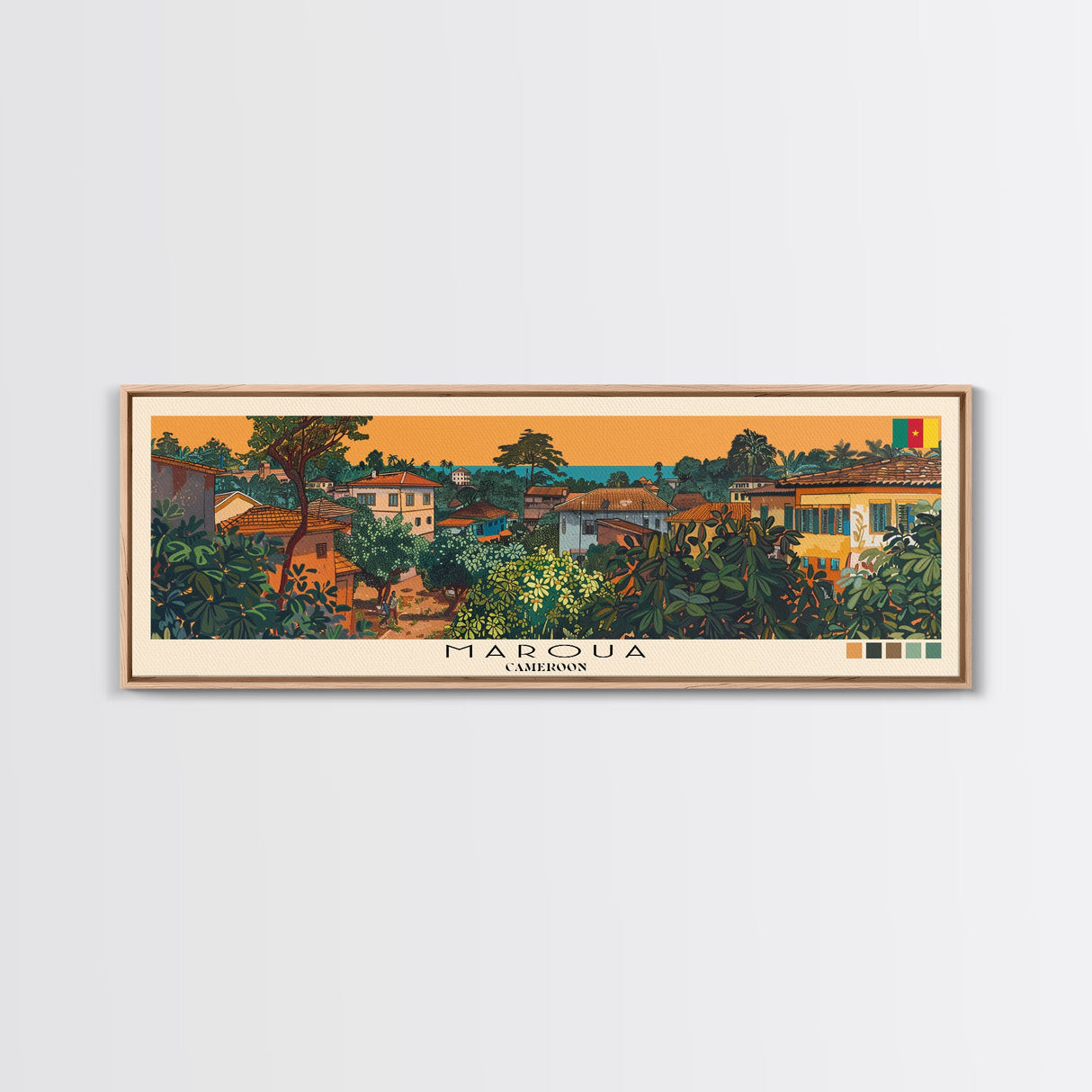 Maroua, Cameroon Panoramic Canvas Print, Maroua, Cameroon Painting, Cameroon Art, Maroua Travel Poster, Travel Art, Living Room Painting