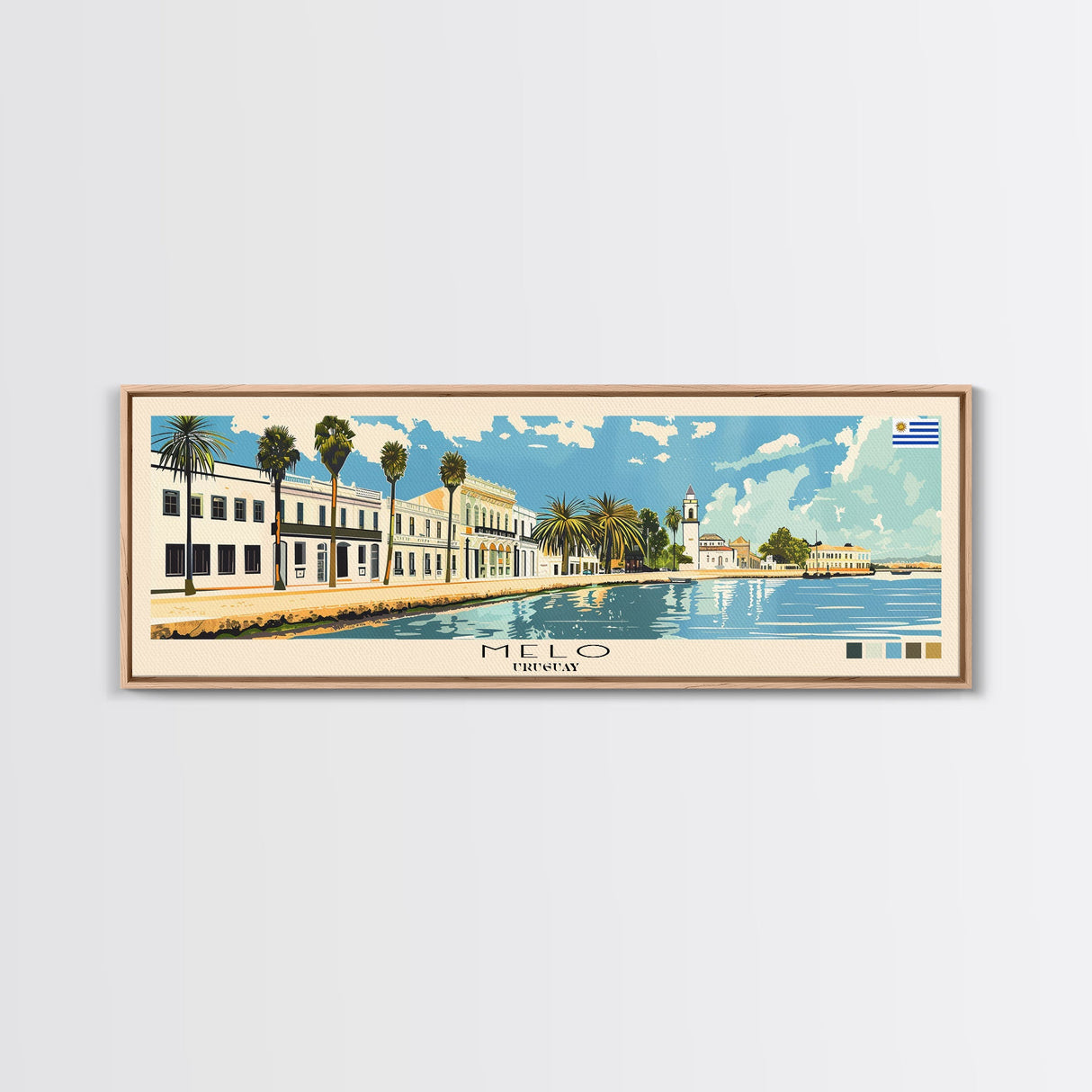 Melo, Uruguay Panoramic Canvas Print, Melo, Uruguay Painting, Uruguay Art, Melo Travel Poster, Travel Art, Vacation Gift