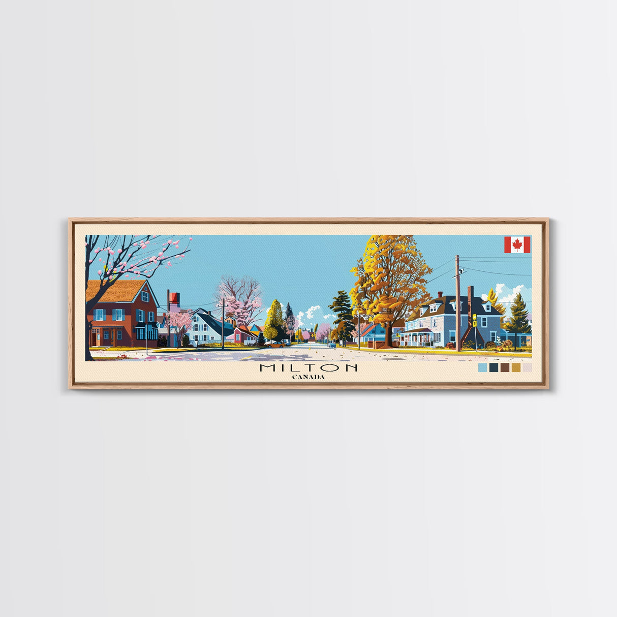 Milton, Canada Panoramic Canvas Print, Milton, Canada Painting, Canada Art, Milton Travel Poster, Travel Art, Living Room Painting