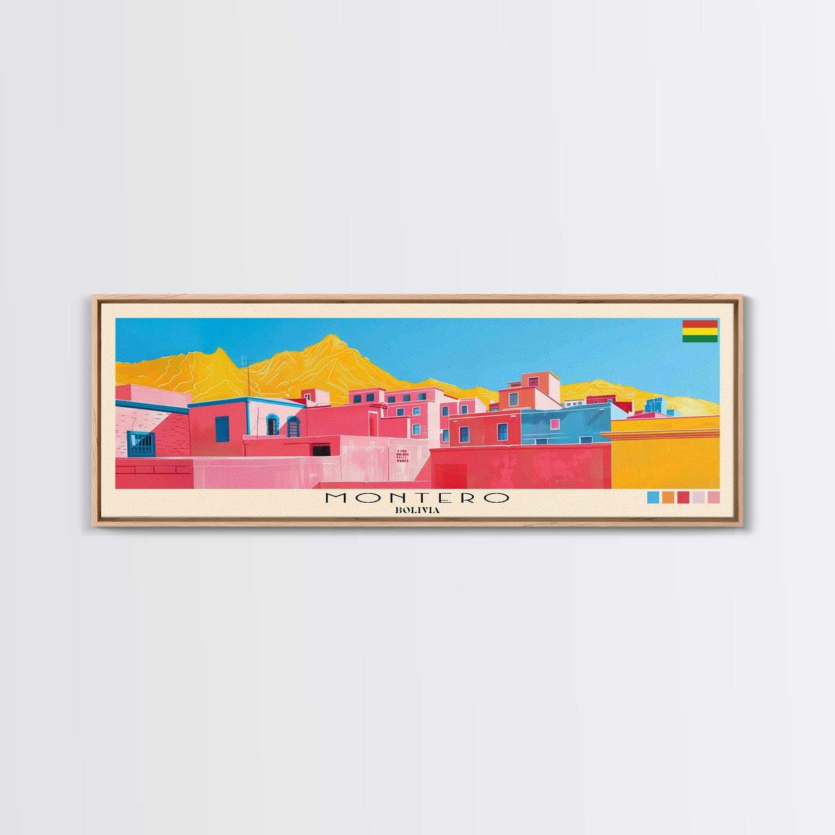 Montero, Bolivia Panoramic Canvas Print, Montero, Bolivia Painting, Bolivia Art, Montero Travel Poster, Travel Art, Living Room Painting