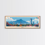 Monterrey, Mexico Panoramic Canvas Print, Monterrey, Mexico Painting, Mexico Art, Monterrey Travel Poster, Travel Art, Housewarming Gift