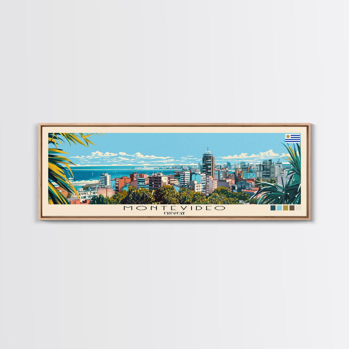 Montevideo, Uruguay Panoramic Canvas Print, Montevideo, Uruguay Painting, Uruguay Art, Montevideo Travel Poster, Travel Art, Guest Room Painting