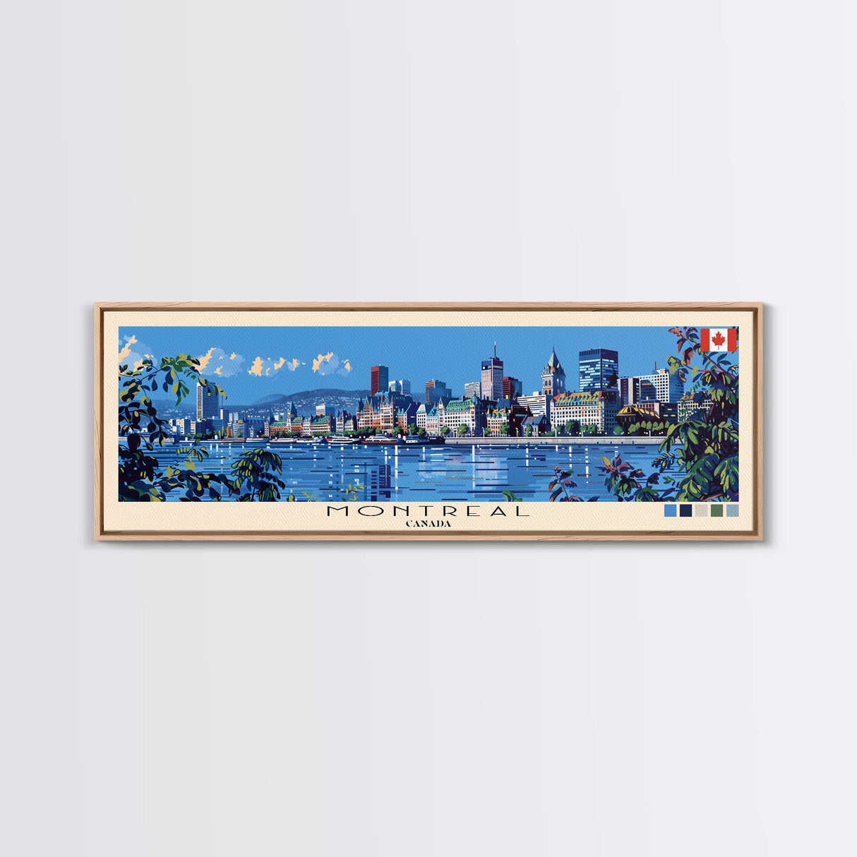 Montreal, Canada Panoramic Canvas Print, Montreal, Canada Painting, Canada Art, Montreal Travel Poster, Travel Art, Guest Room Painting