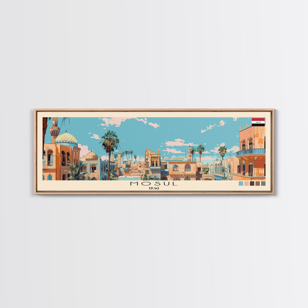 Mosul, Iraq Panoramic Canvas Print, Mosul, Iraq Painting, Iraq Art, Mosul Travel Poster, Travel Art, Housewarming Gift