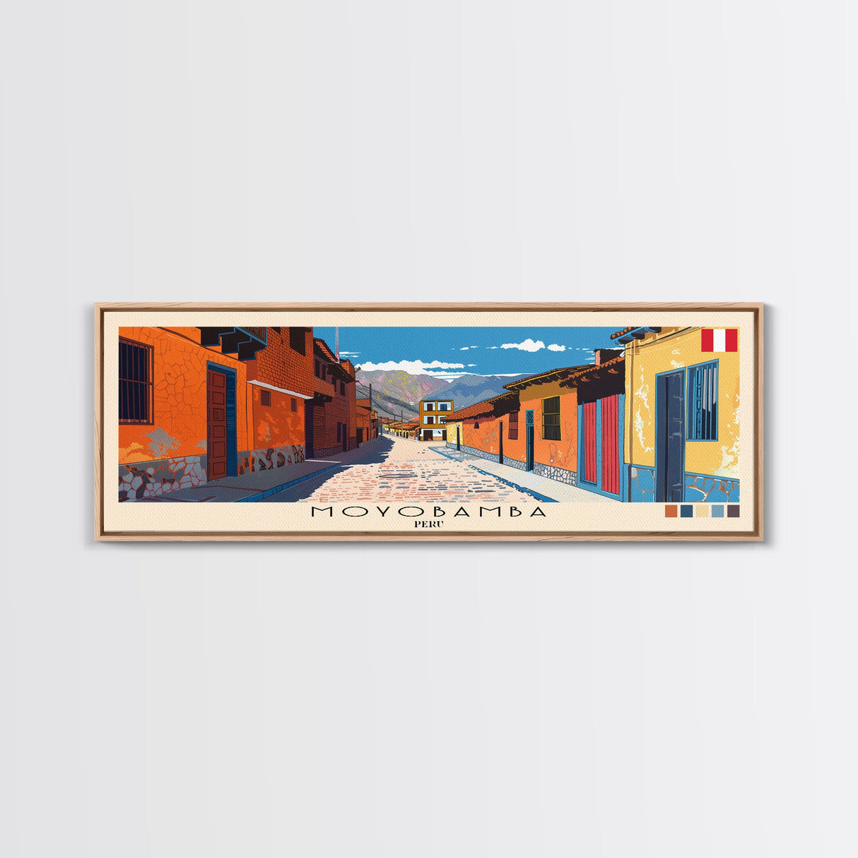 Moyobamba, Peru Panoramic Canvas Print, Moyobamba, Peru Painting, Peru Art, Moyobamba Travel Poster, Travel Art, Guest Room Painting