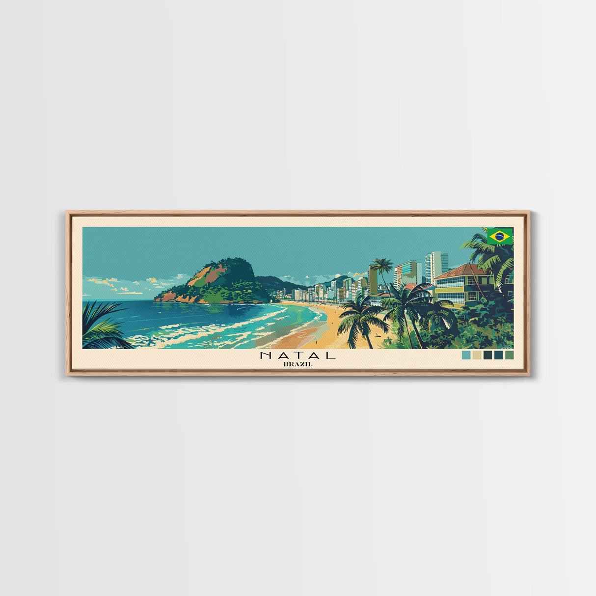 Natal, Brazil Panoramic Canvas Print, Natal, Brazil Painting, Brazil Art, Natal Travel Poster, Travel Art, Guest Room Painting