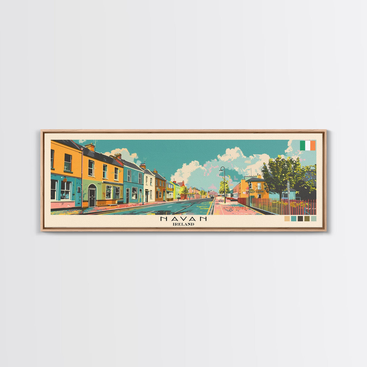 Navan, Ireland Panoramic Canvas Print, Navan, Ireland Painting, Ireland Art, Navan Travel Poster, Travel Art, Living Room Painting