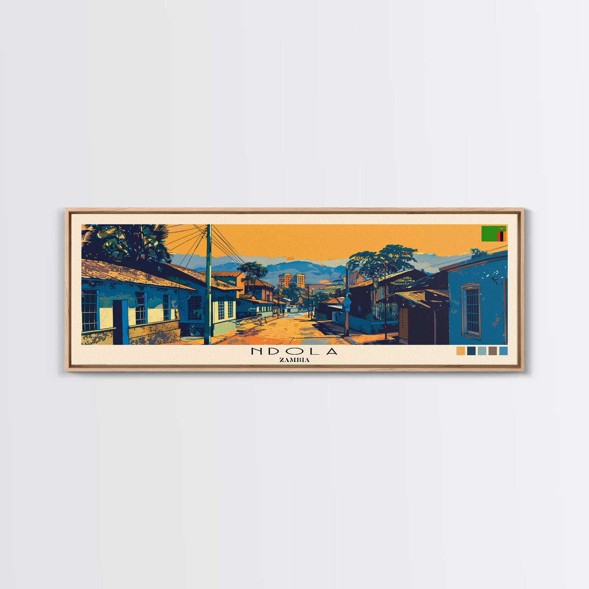 Ndola, Zambia Panoramic Canvas Print, Ndola, Zambia Painting, Zambia Art, Ndola Travel Poster, Travel Art, Guest Room Painting