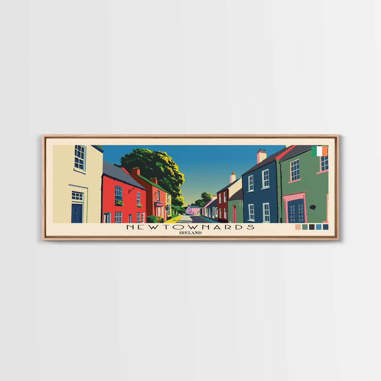 Newtownards, Ireland Panoramic Canvas Print, Newtownards, Ireland Painting, Ireland Art, Newtownards Travel Poster, Travel Art, Vacation Gift