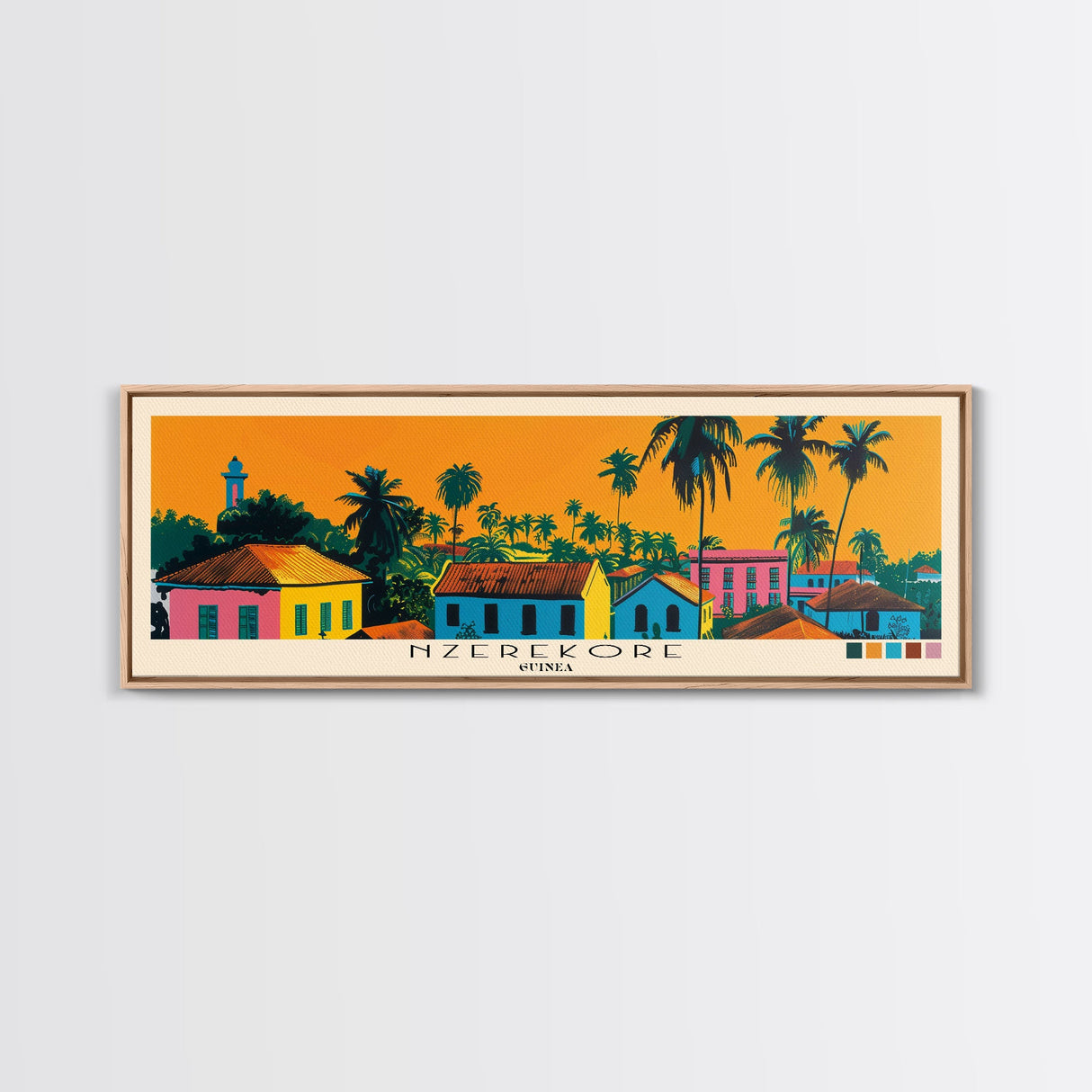 Nzerekore, Guinea Panoramic Canvas Print, Nzerekore, Guinea Painting, Guinea Art, Nzerekore Travel Poster, Travel Art, Vacation Gift