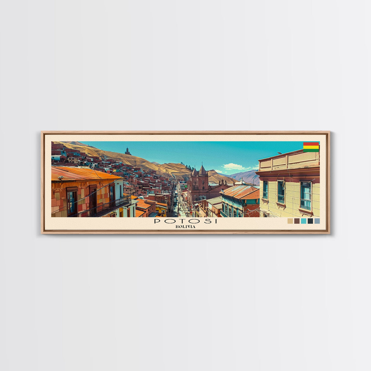 Potosi, Bolivia Panoramic Canvas Print, Potosi, Bolivia Painting, Bolivia Art, Potosi Travel Poster, Travel Art, Housewarming Gift