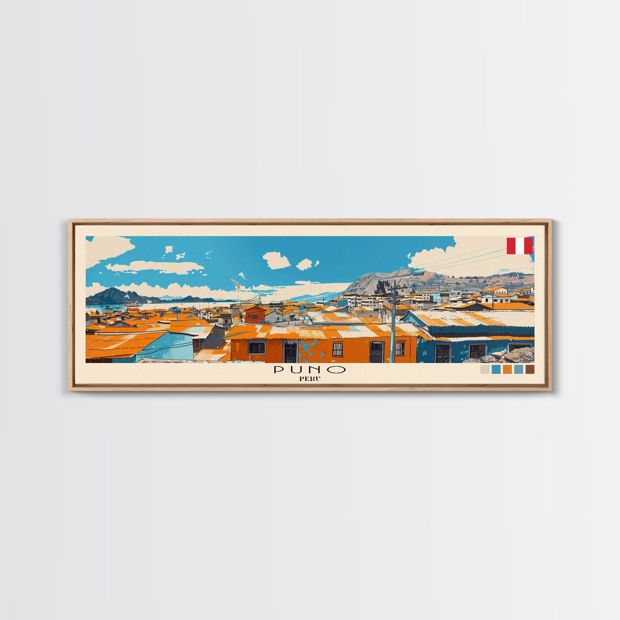 Puno, Peru Panoramic Canvas Print, Puno, Peru Painting, Peru Art, Puno Travel Poster, Travel Art, Guest Room Painting