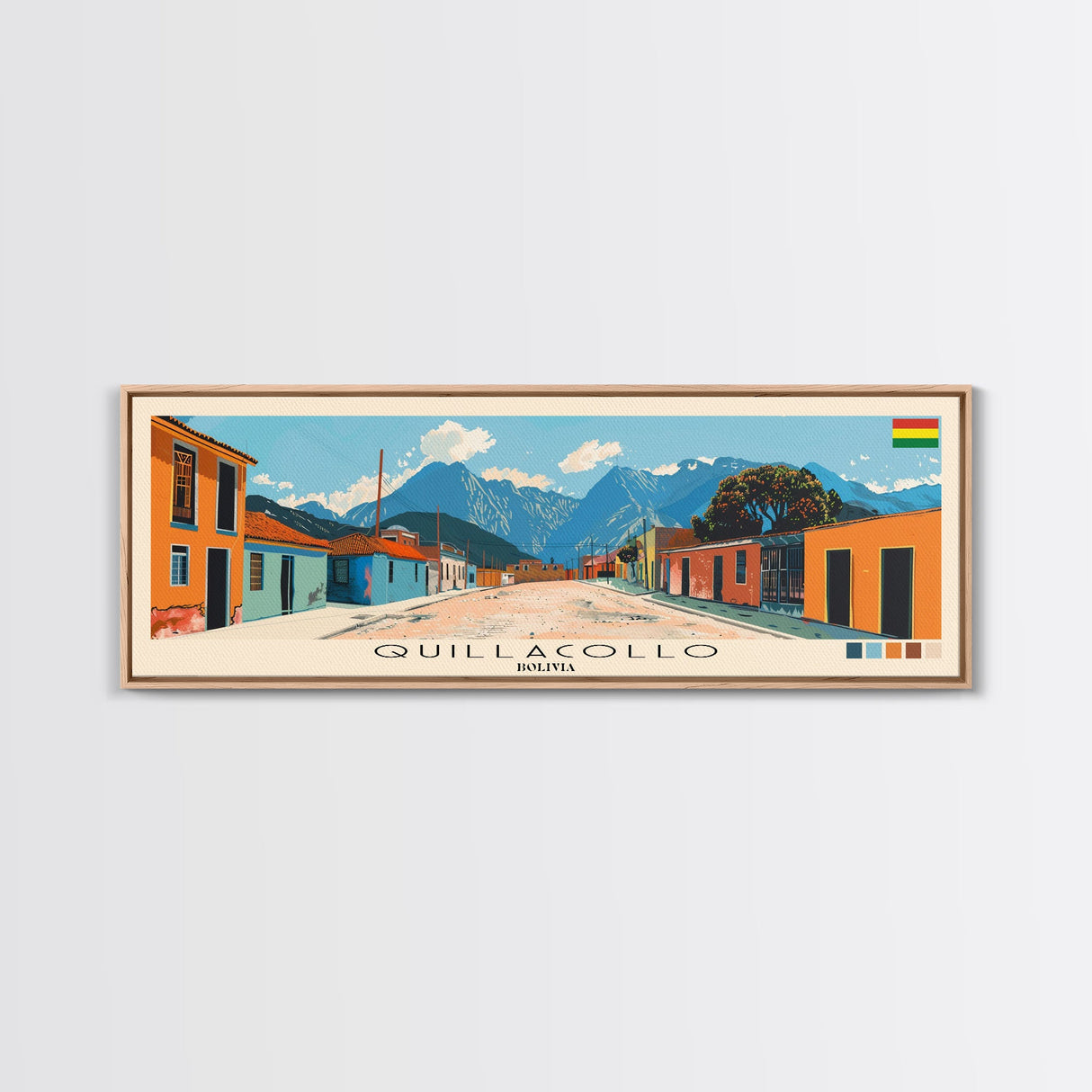 Quillacollo, Bolivia Panoramic Canvas Print, Quillacollo, Bolivia Painting, Bolivia Art, Quillacollo Travel Poster, Travel Art, Guest Room Painting