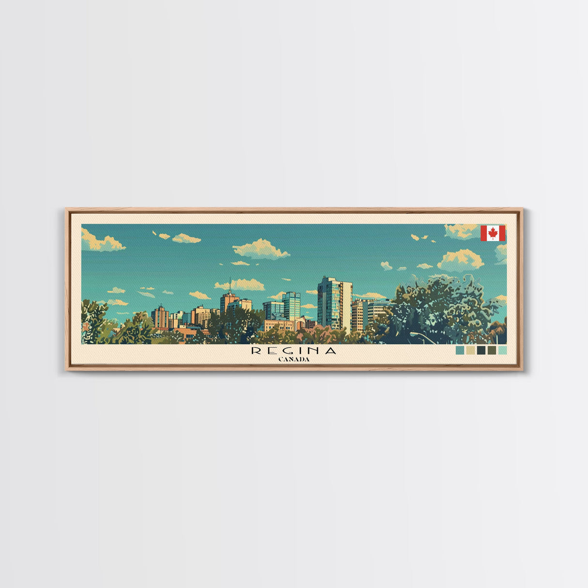 Regina, Canada Panoramic Canvas Print, Regina, Canada Painting, Canada Art, Regina Travel Poster, Travel Art, Housewarming Gift