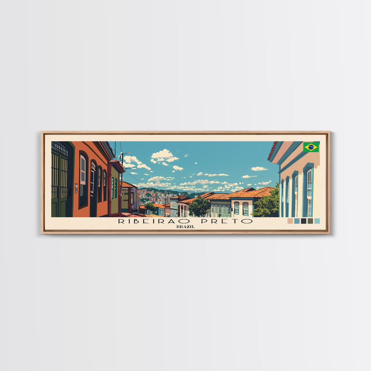 Ribeirao Preto, Brazil Panoramic Canvas Print, Ribeirao Preto, Brazil Painting, Brazil Art, Ribeirao Preto Travel Poster, Travel Art, Vacation Gift