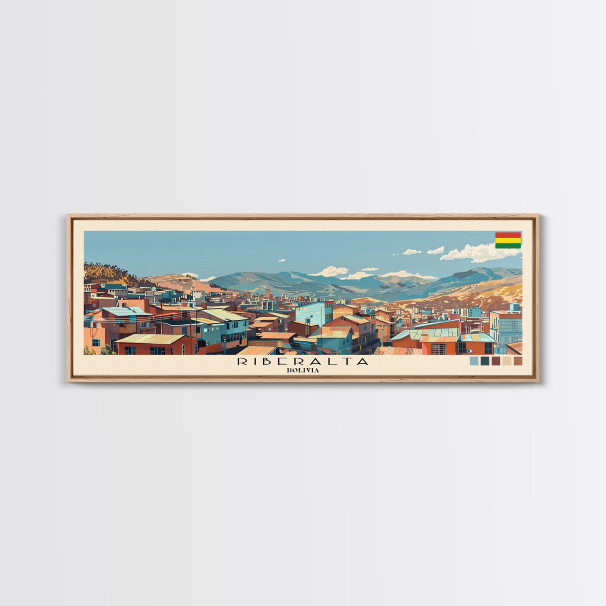 Riberalta, Bolivia Panoramic Canvas Print, Riberalta, Bolivia Painting, Bolivia Art, Riberalta Travel Poster, Travel Art, Living Room Painting