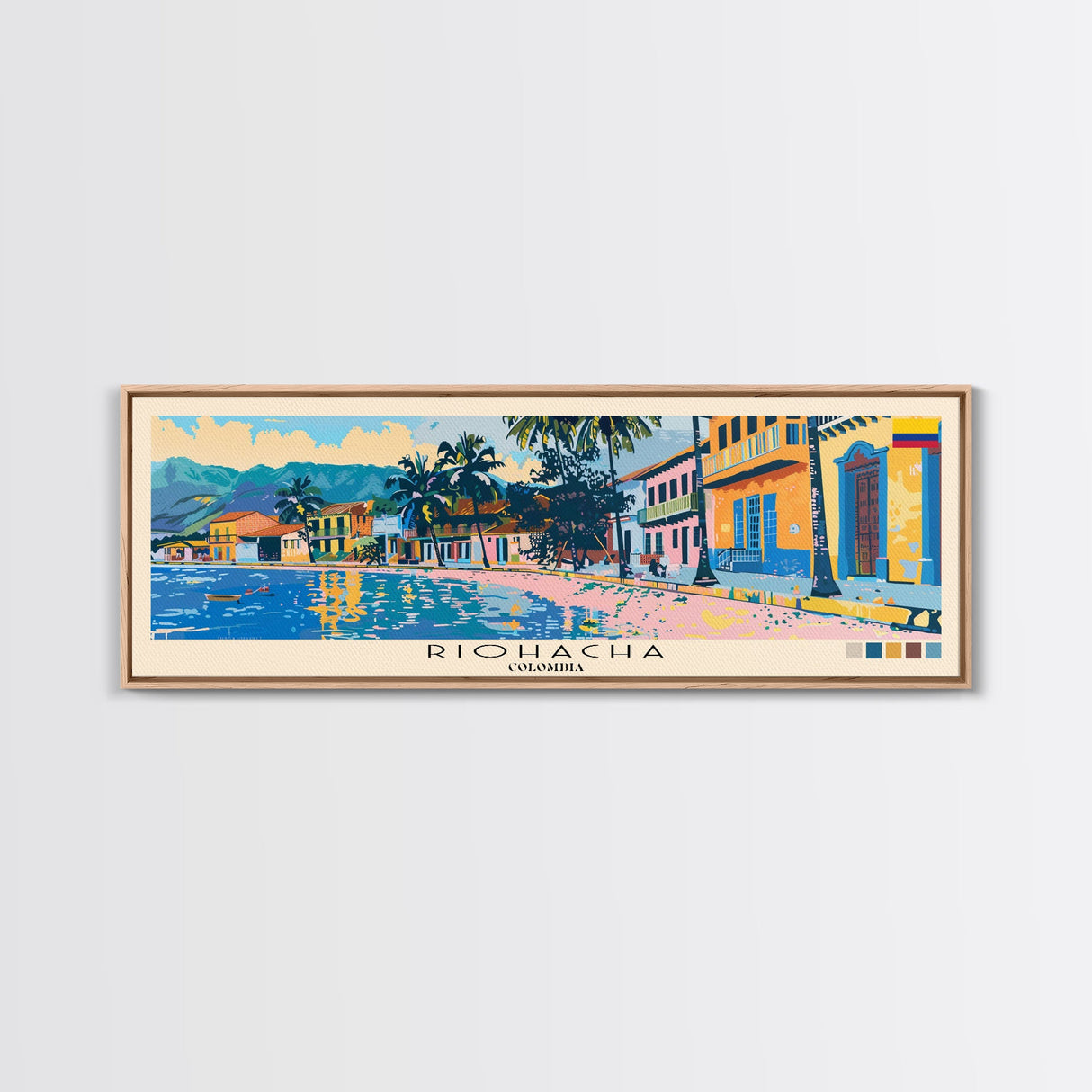 Riohacha, Colombia Panoramic Canvas Print, Riohacha, Colombia Painting, Colombia Art, Riohacha Travel Poster, Travel Art, Guest Room Painting