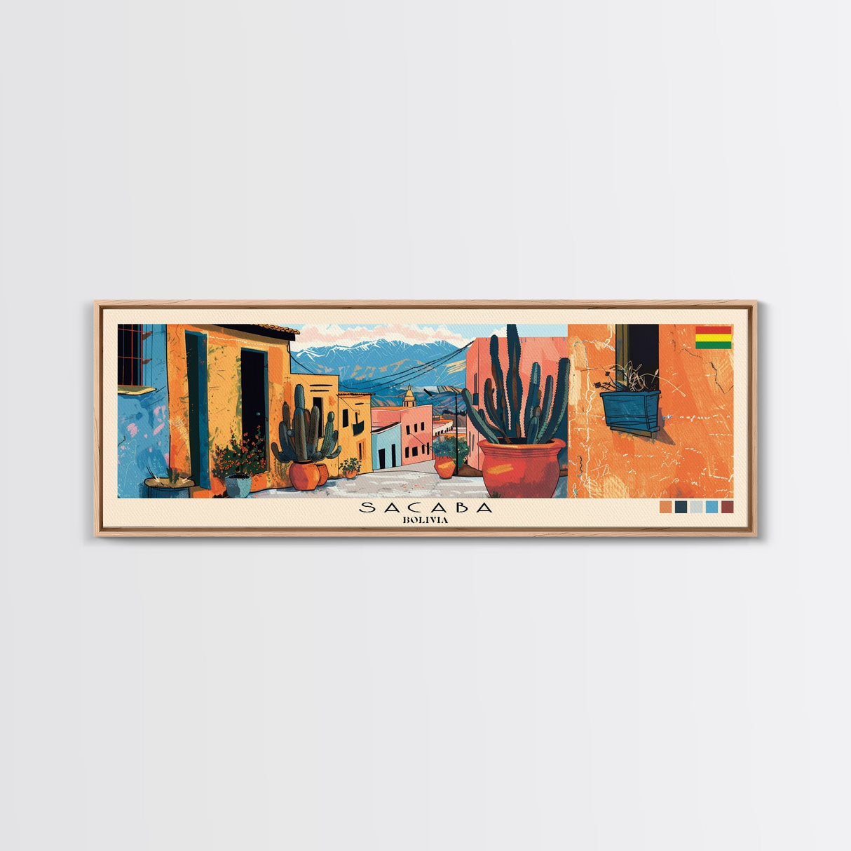 Sacaba, Bolivia Panoramic Canvas Print, Sacaba, Bolivia Painting, Bolivia Art, Sacaba Travel Poster, Travel Art, Living Room Painting