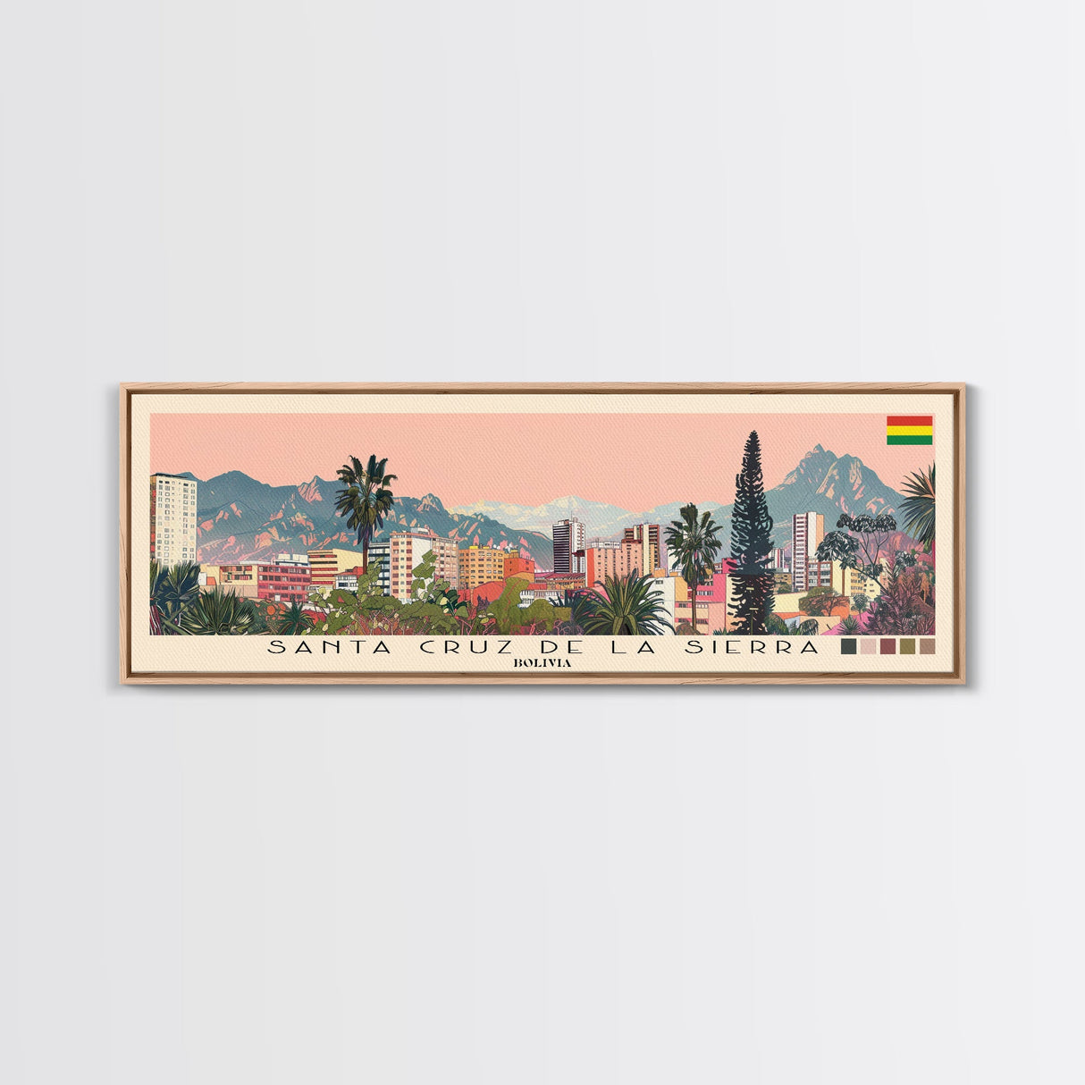 Santa Cruz de la Sierra, Bolivia Panoramic Canvas Print, Santa Cruz de la Sierra, Bolivia Painting, Bolivia Art, Santa Cruz de la Sierra Travel Poster, Travel Art, Housewarming Gift