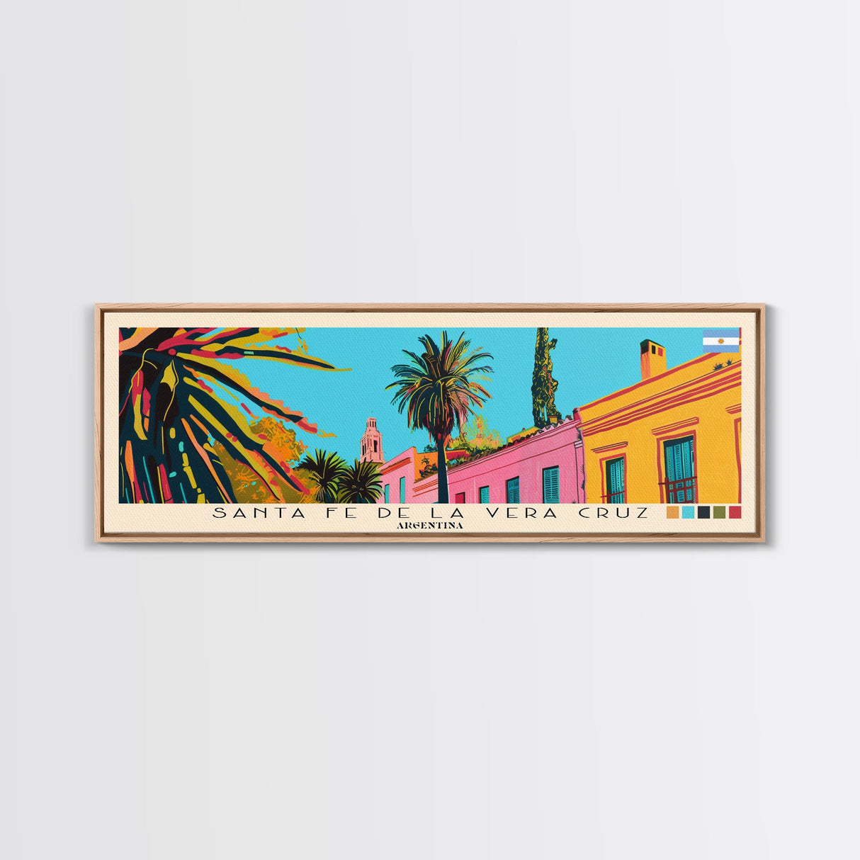 Santa Fe de la Vera Cruz, Argentina Panoramic Canvas Print, Santa Fe de la Vera Cruz, Argentina Painting, Argentina Art, Santa Fe de la Vera Cruz Travel Poster, Travel Art, Guest Room Painting