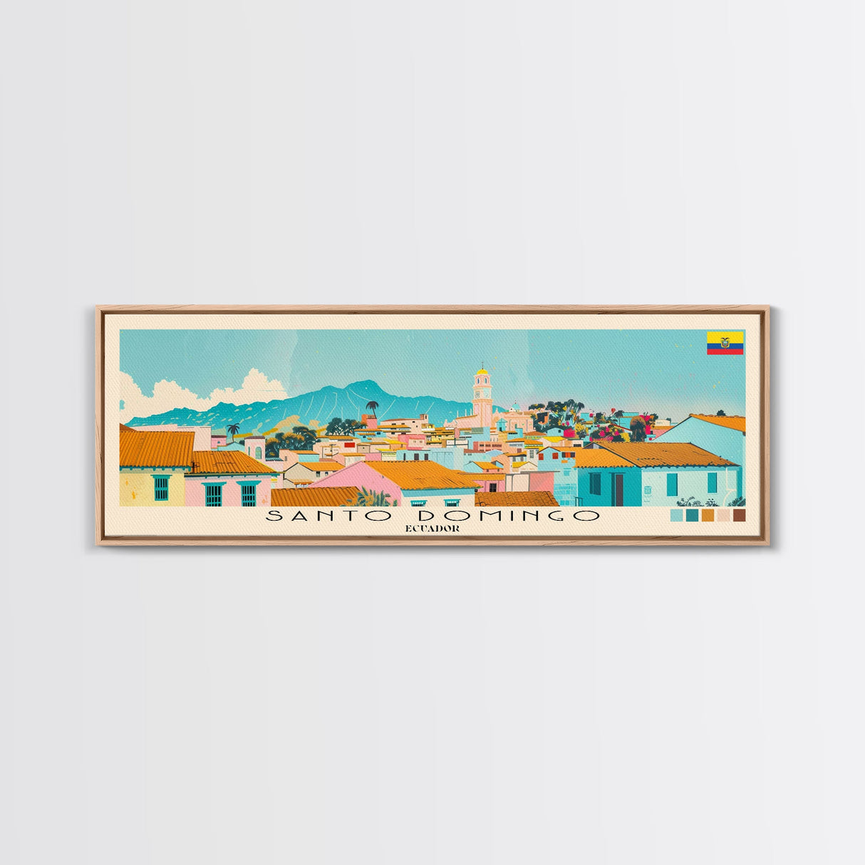 Santo Domingo, Ecuador Panoramic Canvas Print, Santo Domingo, Ecuador Painting, Ecuador Art, Santo Domingo Travel Poster, Travel Art, Housewarming Gift