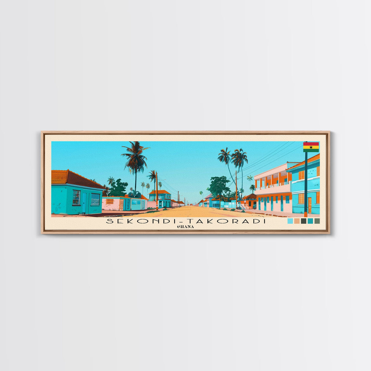 Sekondi-Takoradi, Ghana Panoramic Canvas Print, Sekondi-Takoradi, Ghana Painting, Ghana Art, Sekondi-Takoradi Travel Poster, Travel Art, Guest Room Painting