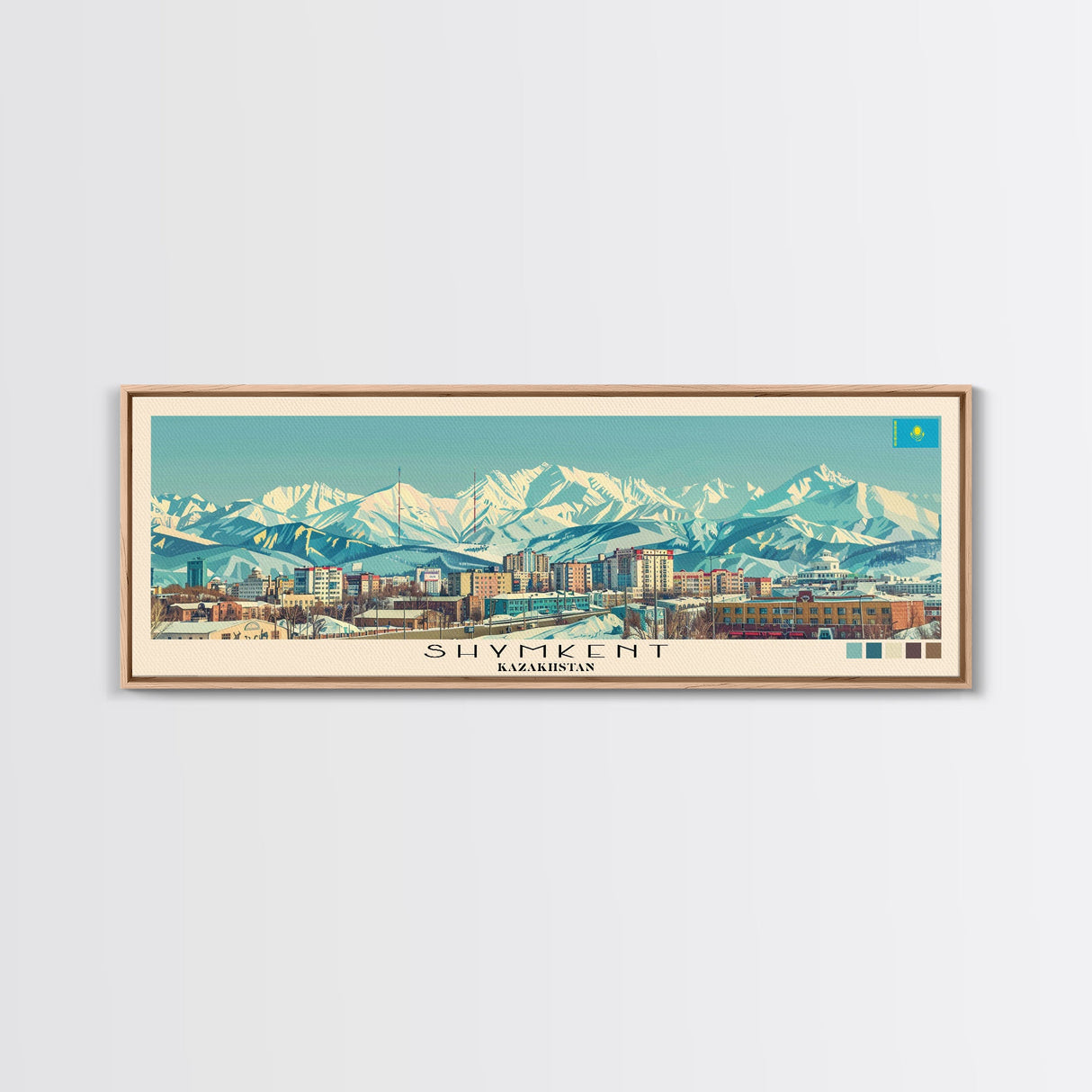 Shymkent, Kazakhstan Panoramic Canvas Print, Shymkent, Kazakhstan Painting, Kazakhstan Art, Shymkent Travel Poster, Travel Art, Guest Room Painting