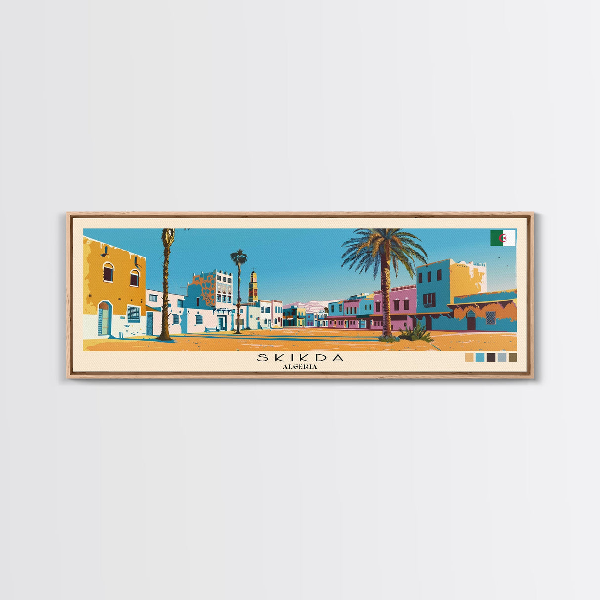 Skikda, Algeria Panoramic Canvas Print, Skikda, Algeria Painting, Algeria Art, Skikda Travel Poster, Travel Art, Guest Room Painting