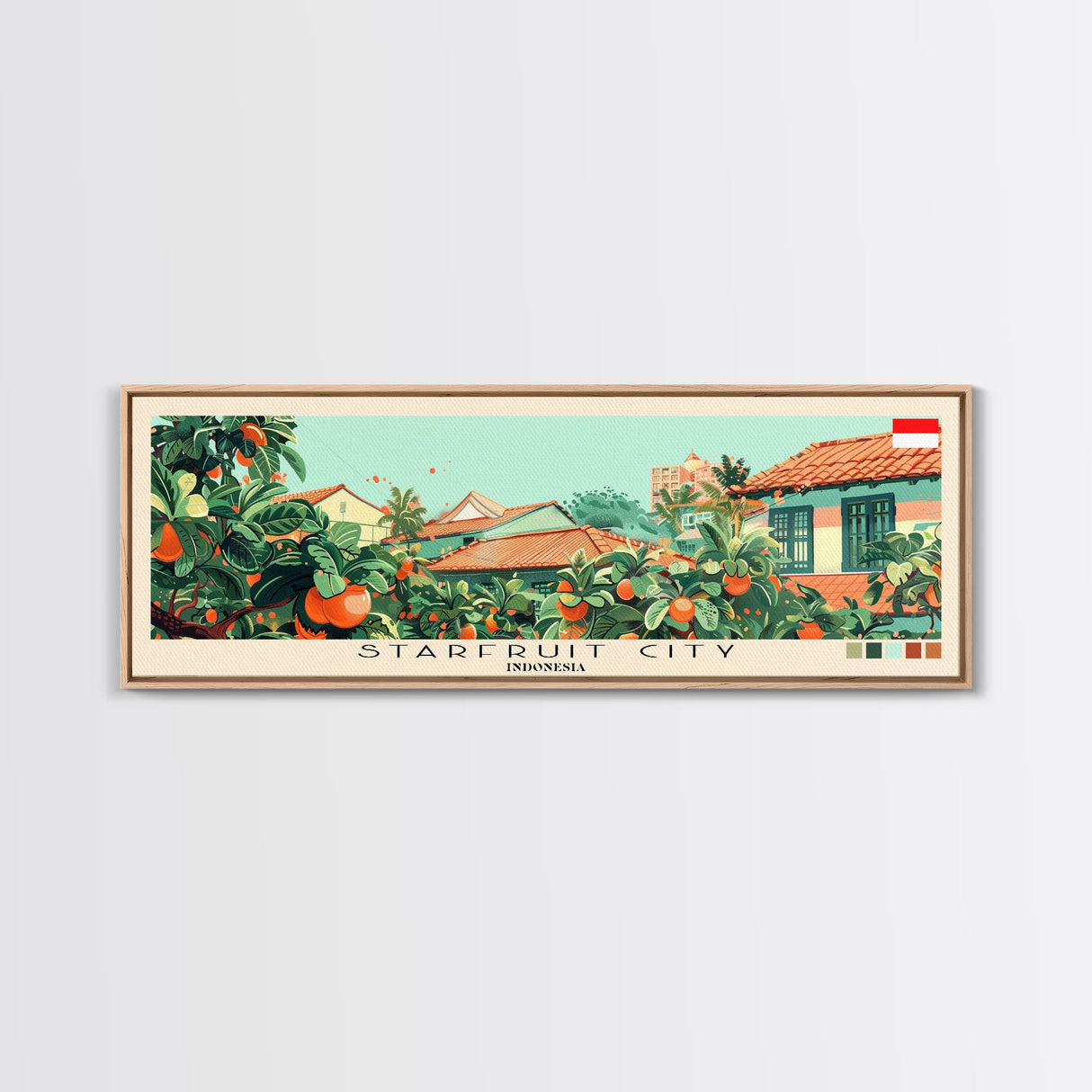 Starfruit City, Indonesia Panoramic Canvas Print, Starfruit City, Indonesia Painting, Indonesia Art, Starfruit City Travel Poster, Travel Art, Vacation Gift