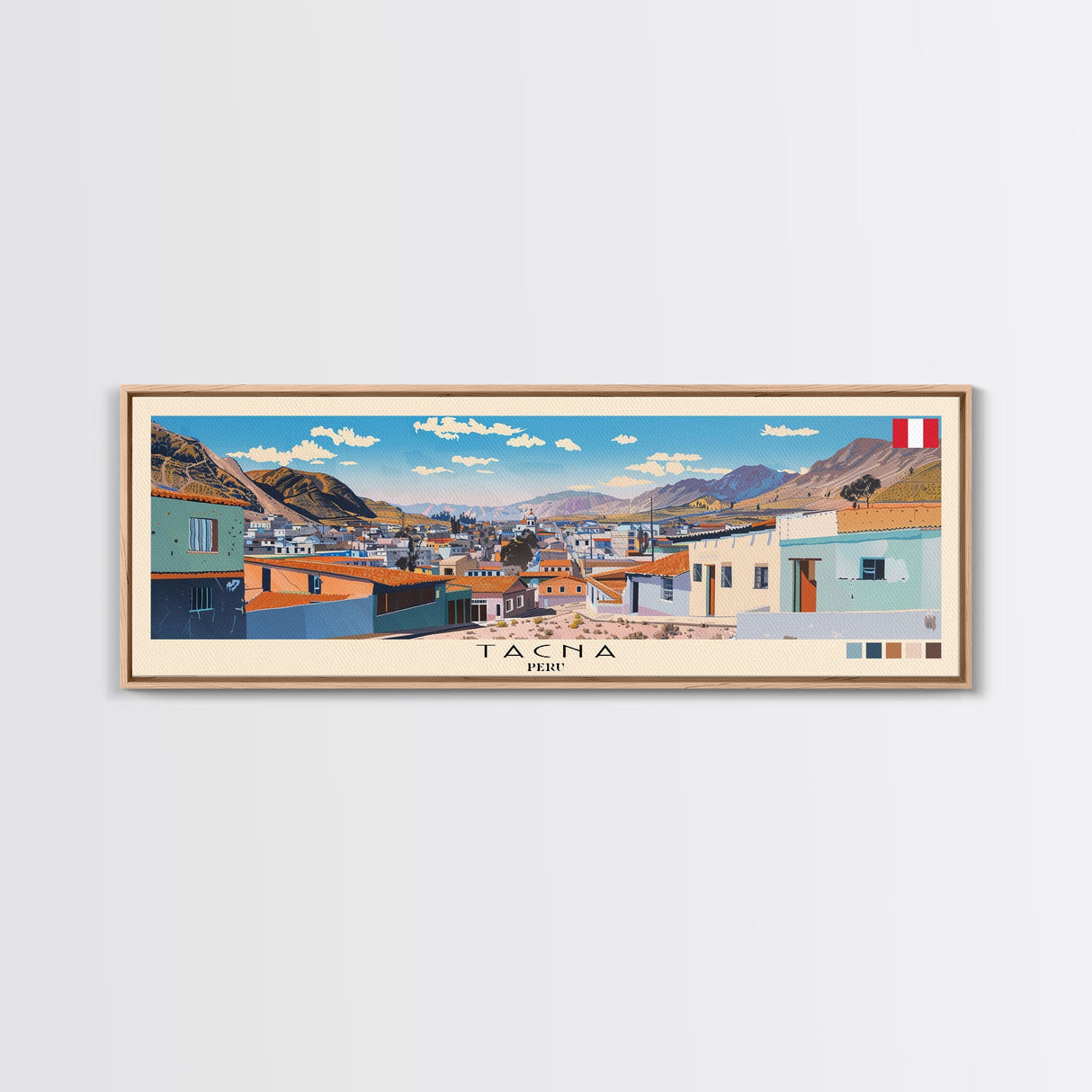 Tacna, Peru Panoramic Canvas Print, Tacna, Peru Painting, Peru Art, Tacna Travel Poster, Travel Art, Guest Room Painting