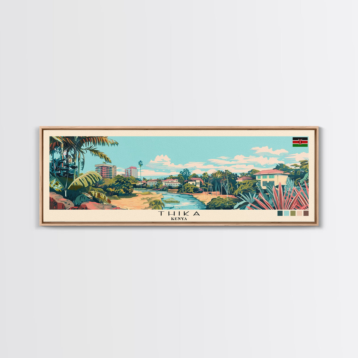 Thika, Kenya Panoramic Canvas Print, Thika, Kenya Painting, Kenya Art, Thika Travel Poster, Travel Art, Housewarming Gift